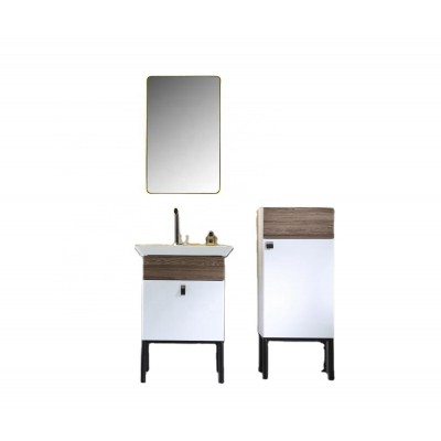 Top Hotel White Marble Surface Double Cabinet Light Bathroom Vanity